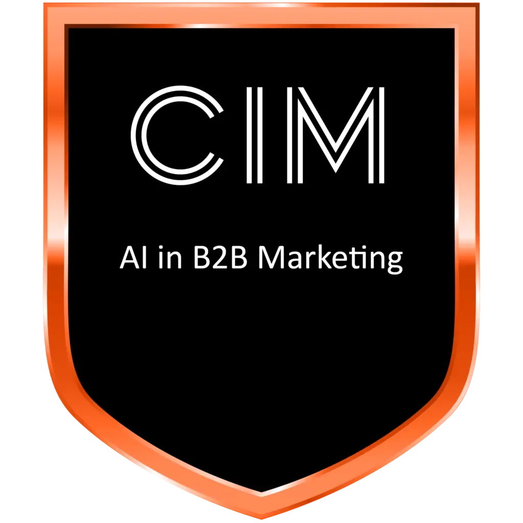 CIM Chartered Institute of Marketing Logo AI in B2B Marketing Badge Alessia Civettini SEO Consultant for Interior Designers and Architects